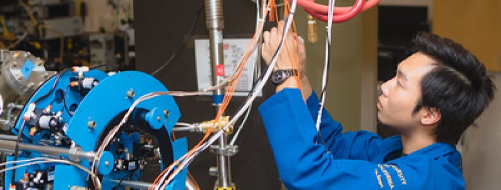 Student working on electrical wires